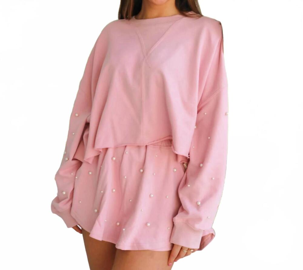 NEW PEACH LOVE pearl skort set in pink
